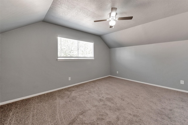 1865 El Mar Ln, Seabrook, TX 77586 - bonus room with lofted ceiling, ceiling fan, carpet flooring, baseboards, and a textured ceiling