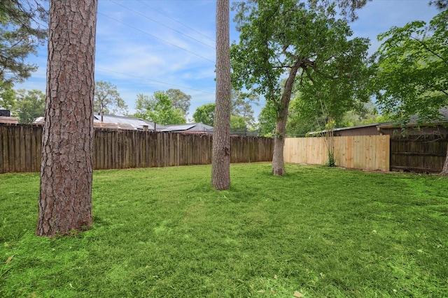view of yard featuring a fenced backyard