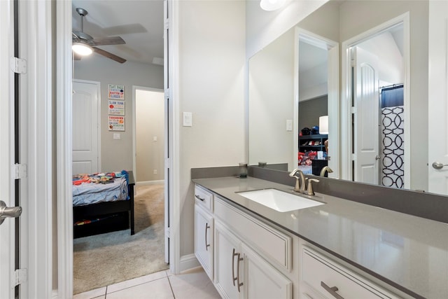 1806 Bridge Gate Ln, Katy, TX 77494 - full bath featuring tile patterned floors, vanity, and ceiling fan