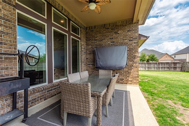 1806 Bridge Gate Ln, Katy, TX 77494 - view of patio / terrace featuring outdoor dining area, fence, and a ceiling fan