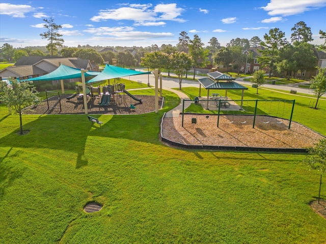 communal playground with a yard