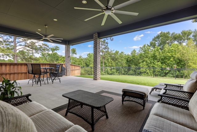8642 Burdekin Rd, Magnolia, TX 77354 - view of patio featuring ceiling fan, outdoor lounge area, and outdoor dining space