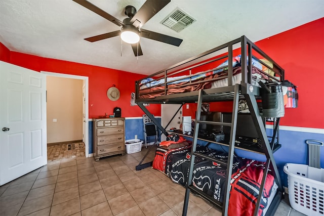 2122 Clemson Dr, Katy, TX 77493 - bedroom featuring tile patterned flooring, a ceiling fan, and visible vents