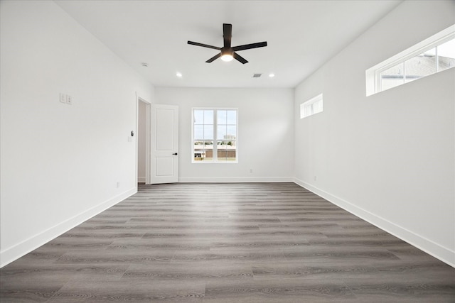 10935 Brookeshire Chase Ln, Houston, TX 77043 - empty room with recessed lighting, ceiling fan, wood finished floors, and baseboards
