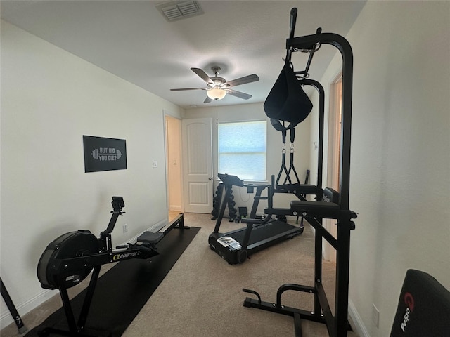4803 Birch Grove Dr, Fulshear, TX 77441 - exercise area featuring baseboards and a ceiling fan
