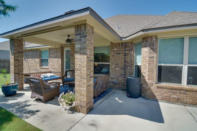 4803 Birch Grove Dr, Fulshear, TX 77441 - view of patio with an outdoor living space and a ceiling fan