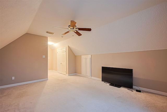 122 Marble Staff Ct, Houston, TX 77069 - additional living space with carpet floors, lofted ceiling, ceiling fan, and baseboards