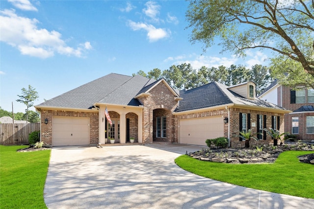 15306 Clearhaven Ct, Cypress, TX 77429 - view of front of property featuring an attached garage, a front lawn, brick siding, and driveway