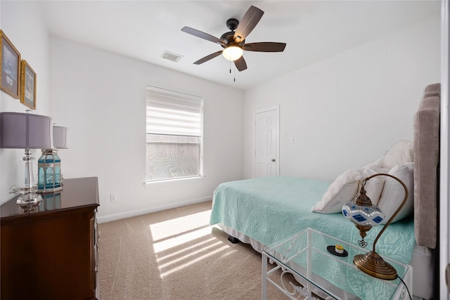 15306 Clearhaven Ct, Cypress, TX 77429 - bedroom with carpet, visible vents, baseboards, and a ceiling fan