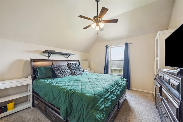 13921 Pebble Falls Ln, Pearland, TX 77584 - carpeted bedroom featuring lofted ceiling and ceiling fan