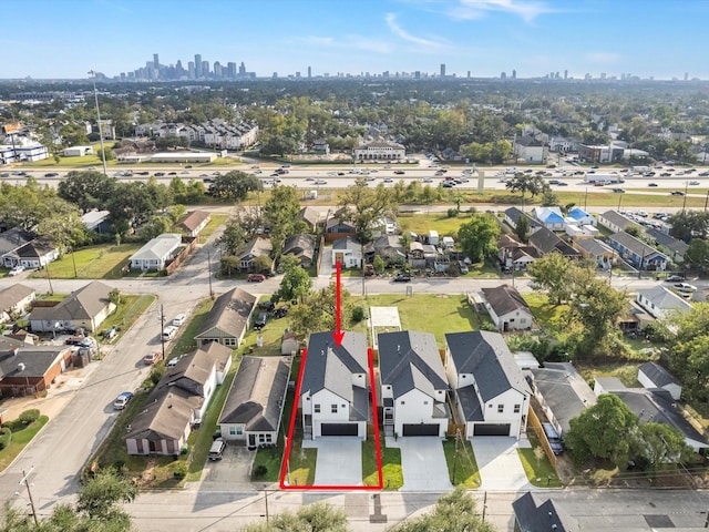 aerial view with a view of city and a residential view