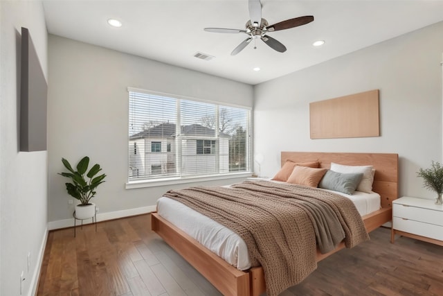 334 Yale Oaks Ln, Houston, TX 77091 - bedroom with wood finished floors, baseboards, recessed lighting, and ceiling fan