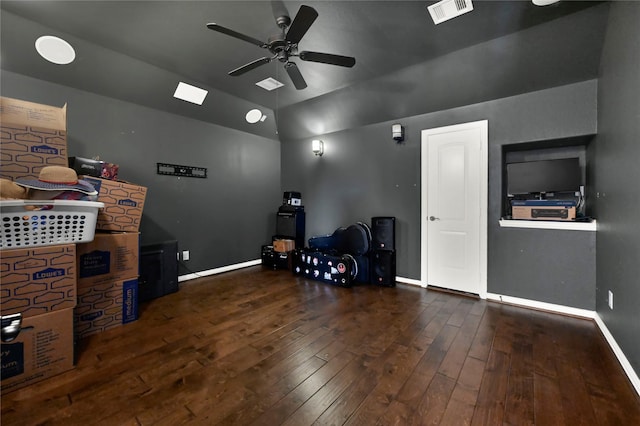 18914 Trinity Star Dr, Cypress, TX 77433 - misc room featuring wood-type flooring, a ceiling fan, baseboards, and lofted ceiling