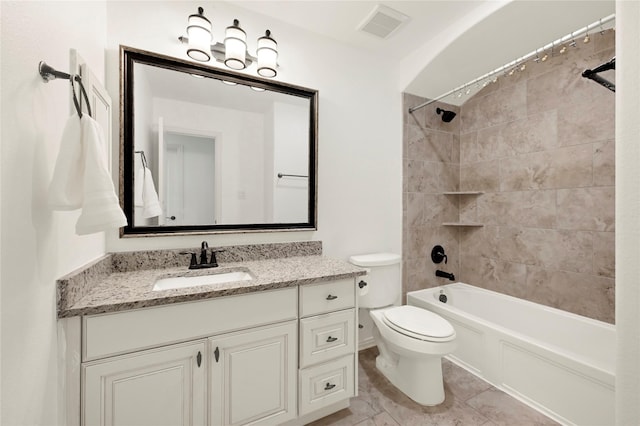 18914 Trinity Star Dr, Cypress, TX 77433 - full bathroom with toilet, vanity, and tub / shower combination