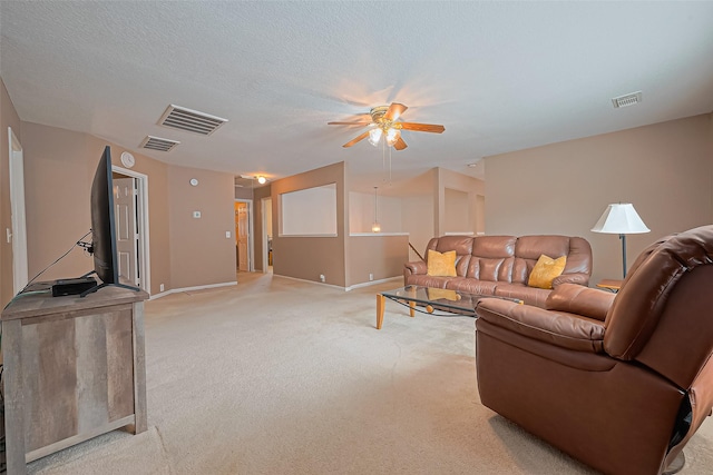 10406 Nickel Grove Dr, Houston, TX 77095 - living area featuring a ceiling fan, light carpet, and baseboards