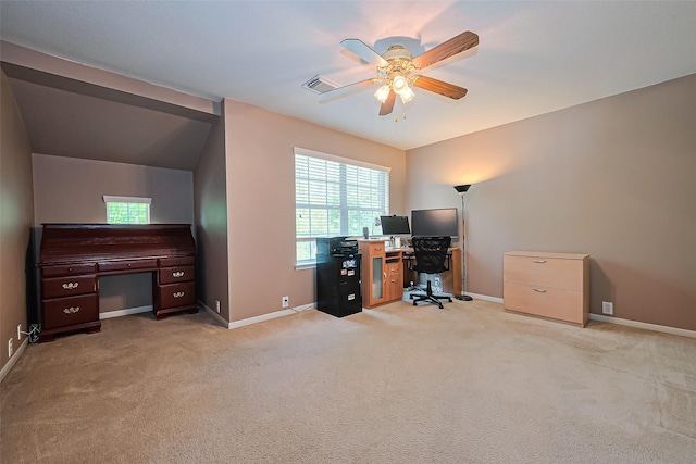 10406 Nickel Grove Dr, Houston, TX 77095 - office featuring ceiling fan, baseboards, healthy amount of natural light, and light colored carpet
