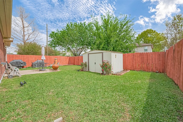 10406 Nickel Grove Dr, Houston, TX 77095 - view of yard with a storage shed, a patio area, and an outbuilding
