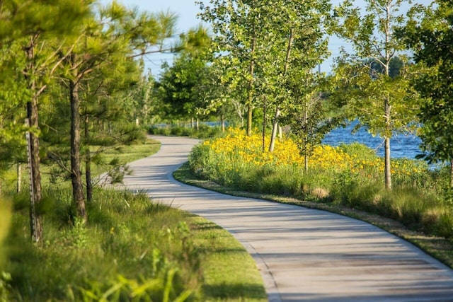 surrounding community featuring a water view