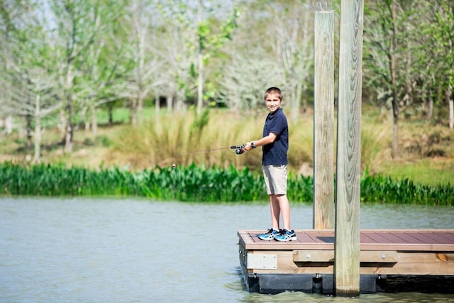 dock area featuring a water view