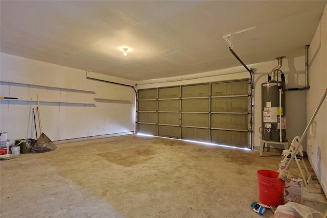 garage featuring water heater