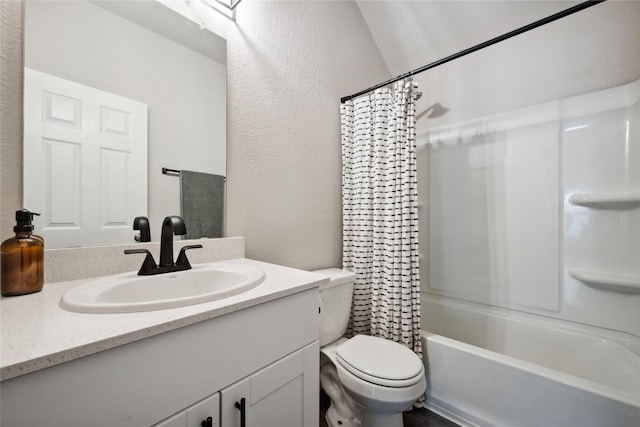 25388 Leather Leaf Ct, Montgomery, TX 77316 - full bath featuring toilet, vanity, shower / bath combination with curtain, and a textured wall