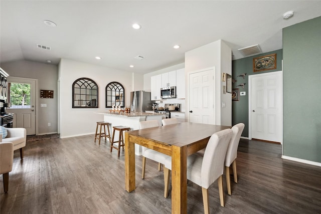 25388 Leather Leaf Ct, Montgomery, TX 77316 - dining room featuring visible vents, dark wood-style flooring, and baseboards