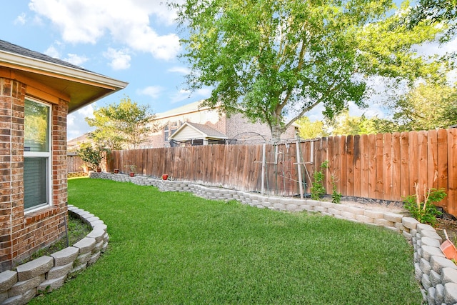 view of yard with a fenced backyard