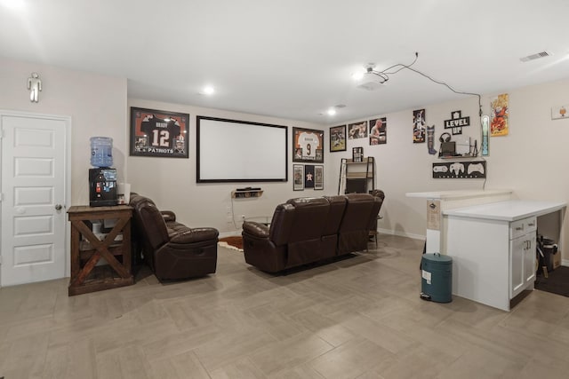 19503 Fisher Dr, Tomball, TX 77377 - cinema featuring baseboards, recessed lighting, and visible vents