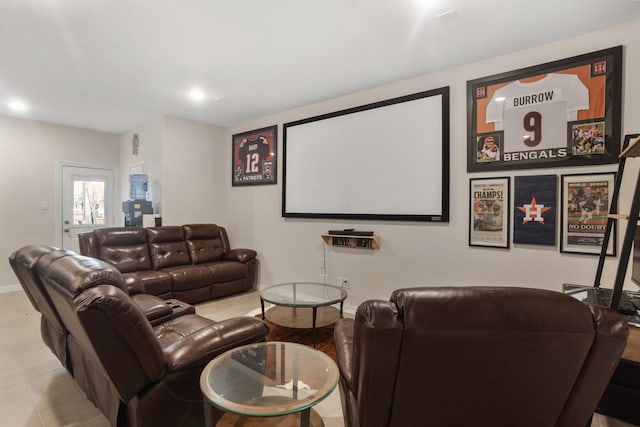 19503 Fisher Dr, Tomball, TX 77377 - tiled cinema with baseboards and recessed lighting