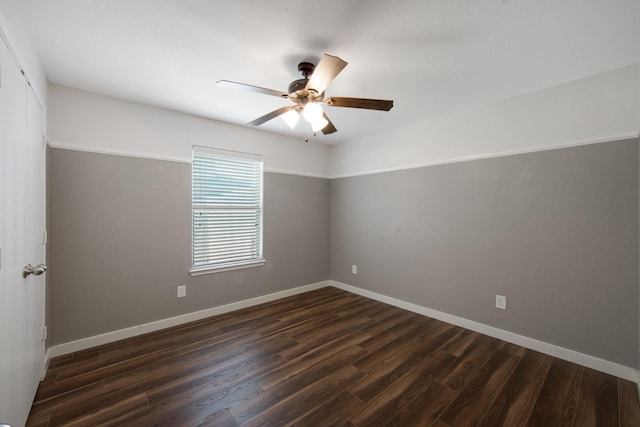 15319 Sableton Crest Ln, Cypress, TX 77429 - unfurnished room featuring baseboards, ceiling fan, and dark wood-style floors