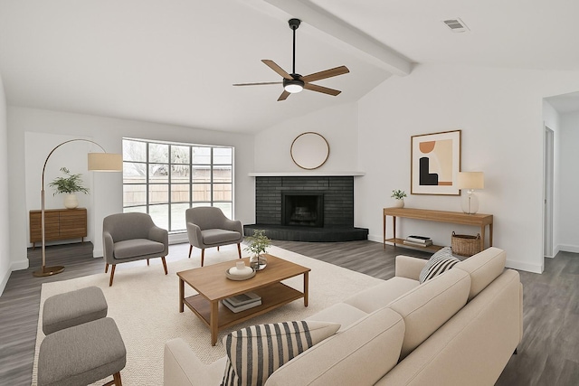 512 Stoneledge Dr, Friendswood, TX 77546 - living room featuring a ceiling fan, wood finished floors, baseboards, and a fireplace