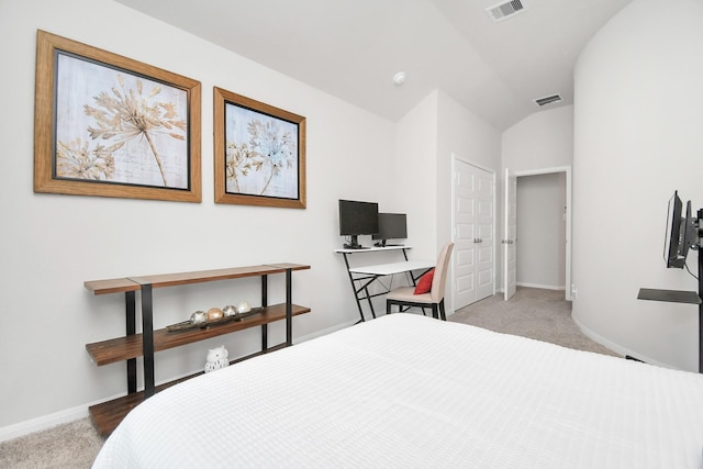 bedroom with carpet, visible vents, and baseboards