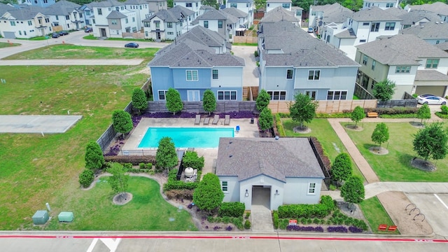 aerial view with a residential view