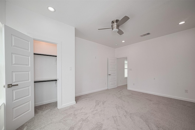 7307 W Knoll St, Houston, TX 77028 - unfurnished bedroom featuring baseboards, recessed lighting, carpet flooring, and visible vents
