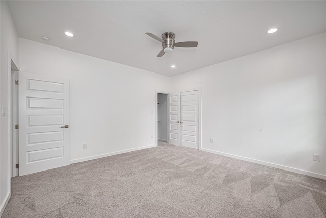 7307 W Knoll St, Houston, TX 77028 - spare room featuring a ceiling fan, carpet flooring, recessed lighting, and baseboards