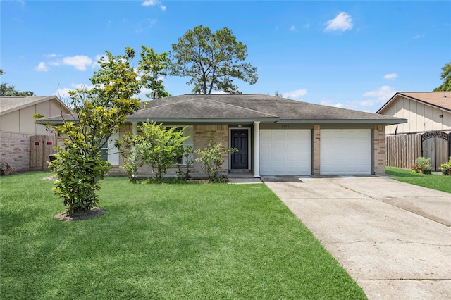 6727 Winding Trace Dr, Houston, TX 77086 - ranch-style home featuring brick siding, an attached garage, driveway, and a shingled roof