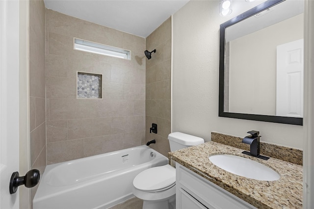 6727 Winding Trace Dr, Houston, TX 77086 - full bathroom featuring toilet, vanity, and bathing tub / shower combination