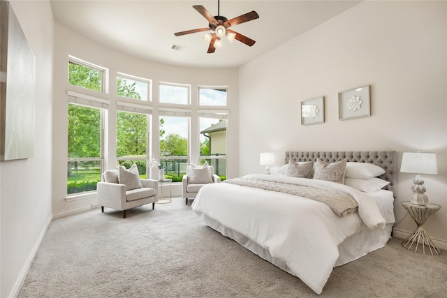 18538 Wade Creek Ln, Cypress, TX 77433 - bedroom featuring ceiling fan, carpet floors, baseboards, and visible vents