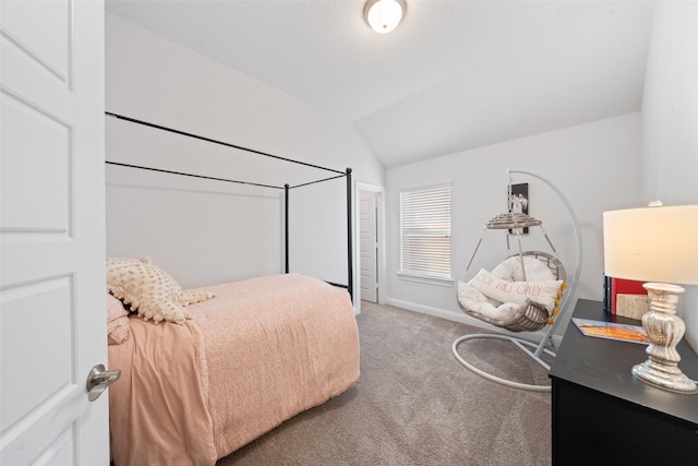 18740 Laurel Hills Dr, New Caney, TX 77357 - carpeted bedroom featuring lofted ceiling and baseboards