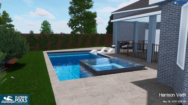 686 Edgewood Dr, Montgomery, TX 77356 - view of pool featuring a patio area, a pool with connected hot tub, and a fenced backyard