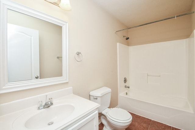 19826 Seagler Glen Ln, Katy, TX 77449 - bathroom with toilet, vanity, tile patterned floors, and shower / tub combination