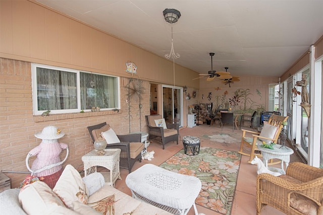 view of patio with outdoor lounge area and ceiling fan