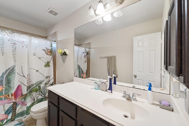 1902 Red Cedar Trl, Rosenberg, TX 77471 - full bathroom featuring toilet, a shower with curtain, visible vents, tile patterned flooring, and vanity