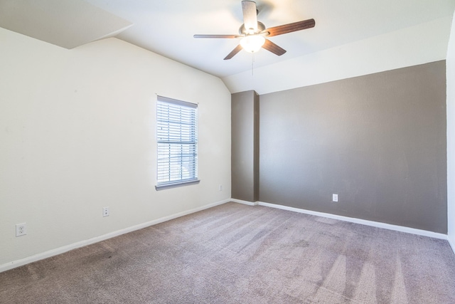 246 Bayside Crossing Dr, La Porte, TX 77571 - carpeted empty room with lofted ceiling, baseboards, and a ceiling fan