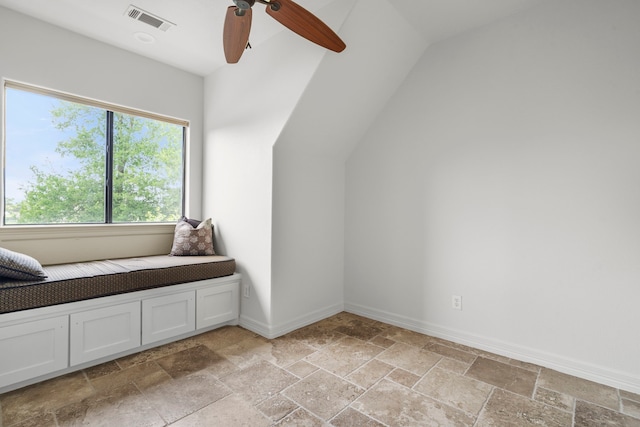 8603 Royal Retreat, Richmond, TX 77469 - interior space featuring stone tile floors, baseboards, ceiling fan, and visible vents