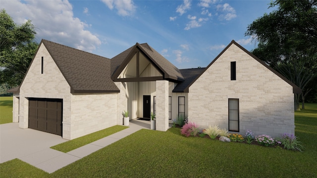 1531 Silver Creek Ln, Montgomery, TX 77316 - view of front of home with concrete driveway, a garage, a front lawn, and a shingled roof