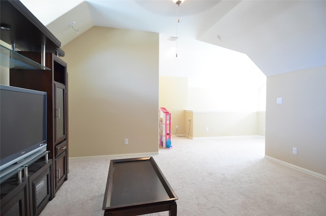 19923 Durwood Pines Ln, Cypress, TX 77433 - bonus room featuring lofted ceiling, carpet floors, ceiling fan, and baseboards