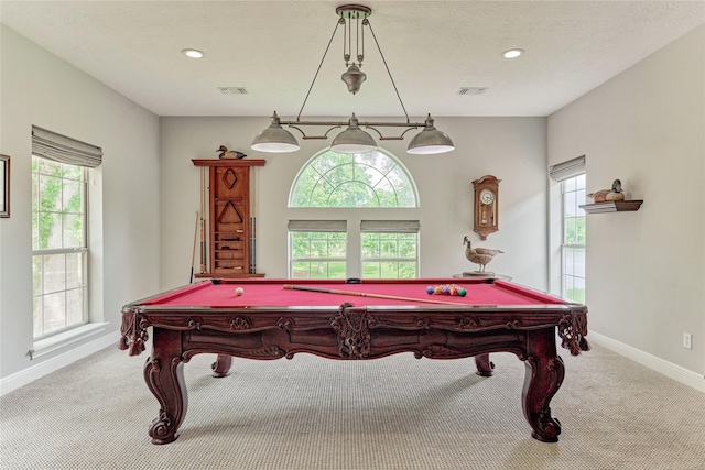 15050 Lake Paula Dr, Willis, TX 77318 - playroom with carpet floors, pool table, healthy amount of natural light, and recessed lighting