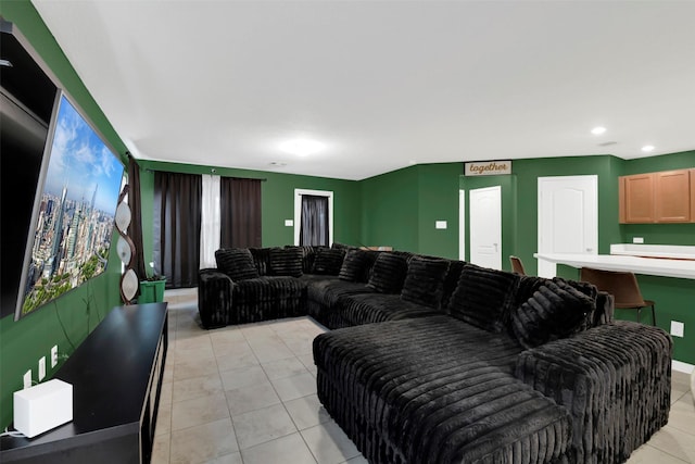 4826 Westfield Pines Dr, Katy, TX 77449 - living room featuring light tile patterned floors and recessed lighting