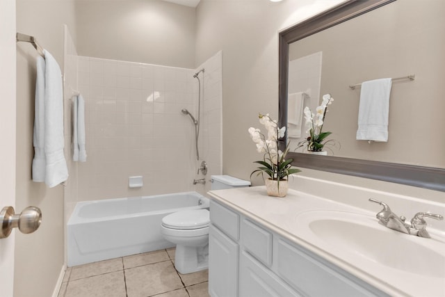 18239 Rustic Springs Dr, Tomball, TX 77375 - full bath featuring toilet, tile patterned floors, vanity, bathing tub / shower combination, and baseboards